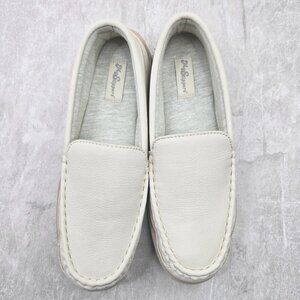 My Slippers Loafer Sz 10 Cream White Leather Slip On Comfort Slipper House Shoes